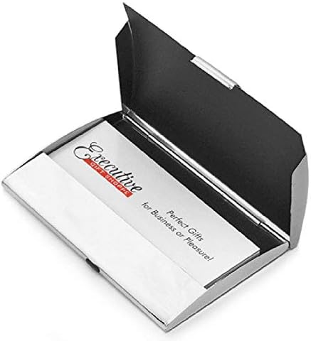 Executive Gift Shoppe Two Tone Engraved Business Card Case | Satin & Polished Silver Pocket Business Card Holder with Free Engraving - Image 2
