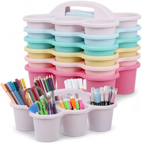 6 Pack Classroom Caddy With Handle, Pink Purple by Yakydesign