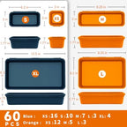 Tool Box Organizer Tray, 60 PCS & 5 Sizes, Blue and Orange - Image 2