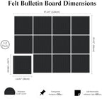48" x 36" Large Felt Bulletin Board, Bold-Stripe 12-Pack Cork Boards | Fabric Bulletin Board with 60 Adhesive Tabs, 50 Pushpins, Felt Wall Tiles for Office Push Pin Board Felt Board, Black - Image 3