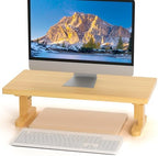 Bamboo Monitor Stand Riser for Desk with 4-Level Height Adjustment by Unknown