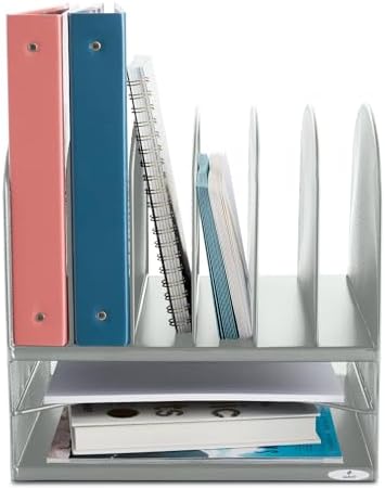 Safco Onyx Desk Organizer with 6 Vertical & 2 Horizontal Trays, File Organizer for Home, Office, Classroom & More, Steel Mesh Construction - Image 5