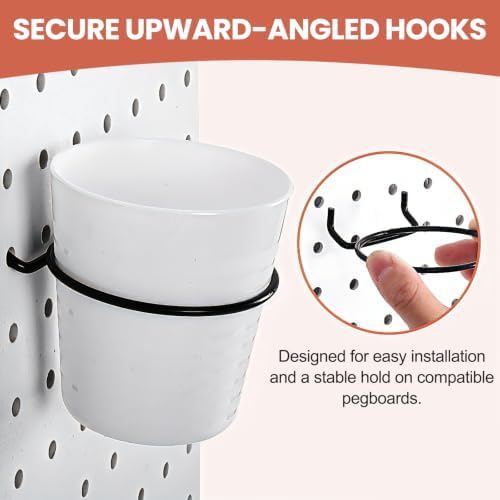 15PCS Pegboard Organizer Accessories, 5 Clear Storage Jars with Lids, 5 Bins and 5 Hanging Cups, Pegboard Containers for Garage, Workshop, Craft Room, Office and Home Organization - Image 4