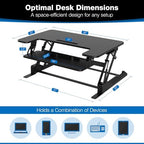 Mount-It! Standing Desk Converter - Height Adjustable Stand Up Desk with Gas Spring Riser - Wide 36 Inch Sit Stand Workstation Fits Dual Monitors – Black (MI-7926) - Image 2