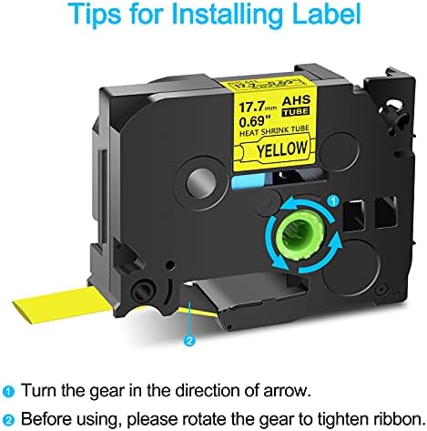 GREENCYCLE HSe-641 HS2-641 HS-641 Heat Shrink Tube Label Tape 17.7mm 0.69 Inch 3/4" Black on Yellow Compatible for Brother Ptouch PTD400 PTD450 PTD600 PT-H300 PT-E300 PTP700 PTP710BT PT-P750W, 4 Pack - Image 4