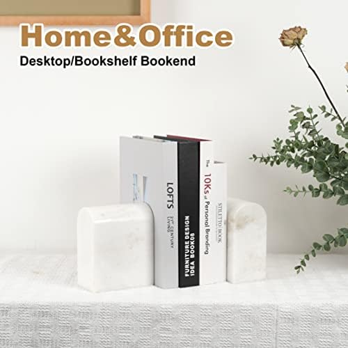 Koville African Natural Marble Bookends for Shelves, Non-Slip Book Ends, 13LBS Ultra Heavy Duty Marble Book Holder Organizer, Apartment Decor for Movies/CD/Video Games(Namib Fantasy) - Image 4