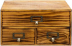 3-Drawer Charred Ebony Wood Desktop Cabinet - Classic Brown Desktop Chest Drawer Unit - Vintage Solid Wood Storage Drawers for Table - Office Study Table Organizer Cabinet - Card Catalog Drawers… by PrimoSupply