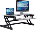Rocelco 37.5" Deluxe Height Adjustable Standing Desk Converter - Quick Sit Stand Up Dual Monitor Riser - Gas Spring Assist Computer Workstation - Large Retractable Keyboard Tray - Gray (R DADRG) by Rocelco