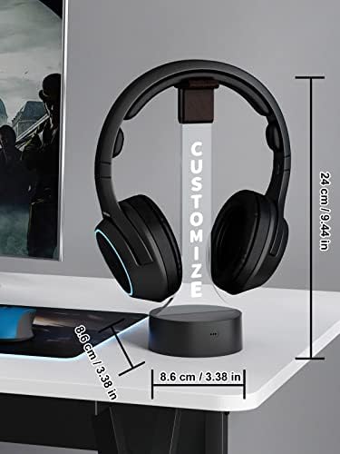 YuanDian Personalized Light up Headphone Stand for Desk, Gaming Headset Holder RGB with 16 Color Lights for Game Room Decor, Cool Gamer Gifts for Men Boyfriend (Customize) - Image 4
