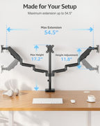 MOUNTUP Triple Monitor Stand Mount - 3 Monitors Desk Mount for Computer Screens Up to 27 inch, Triple Monitor Arm, Heavy Duty Monitors Stand, Each Arm Holds 4.4-19.8 lbs, Black - Image 3