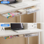 Under Desk Storage Slide Out Drawer Organizer,3 Pack Large & Medium & Small Hidden Under Desk Drawer Multi Space Holder for Pen Earphone Cosmetics Kitchenware Notebook Tape,LMS White - Image 4