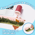 Forest Meadow Desk Mat Set Watercolor Pine Landscape Large Mouse Pad with Wrist Rest 4in1 Desk Mat for Desktop Ergonomic Computer Desk Arm Wrist Anti-Slip Computer Ergonomic Mouse Pad Office Gaming - Image 5