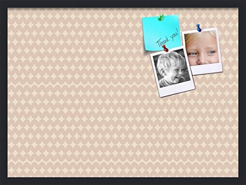 PinPix 30x22 inch Cork Bulletin Board. This Decorative Framed Pin Board Comes with Diamond Pattern in Light Pink and Cream Design and Satin Black. Ideal for Home, Office Decor or School (PinPix-294) by PinPixBulletinBoards