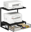 ELITEROO 2-Tier Printer Shelf with Drawers, Wooden Desk Shelf for Printer by ELITEROO
