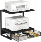 ELITEROO 2-Tier Printer Shelf with Drawers, Wooden Desk Shelf for Printer by ELITEROO