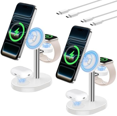 Mag-Safe Charger 3 in 1 Charging Station for iPhone AppleWatch AirPod 2Pack by Hevanto