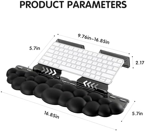 Black Acrylic Keyboard Stand with Wrist Rest，Detachable/Adjustable Width - Image 7