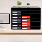24 Slots Literature Organizer Desktop, Document Mail Literature Classroom Mailbox Office Mailbox Organizer, Wood Adjustable Literature for Office Home School Classroom Keepers (Black) - Image 3