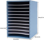11 Slots Desktop File Sorter Paper Organizer Mail Organizer with Adjustable Drawer Literature Organizer Vertical Desktop Sorter Letter-size Shelves Durable Laminate Finish for Office School & Home - Image 2