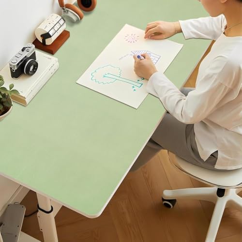 Bloss Extra Large Desk Mat 55" x 24", Waterproof Student Study Desk Mat, PU Leather Computer Writing Desk Pad, Non-Slip Dressing Table Cover Protector for Home Office and Decor - Beige - Image 3