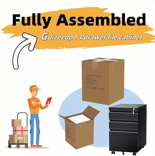 Guizeeopo Filing Cabinets for Home Office, Mobile File Cabinet with Lock, 3 Drawer Filing Cabinet for A4/Letter/Legal Size Folder, Fully Assembled Except Casters, Matte Black - Image 3