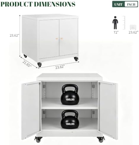 23.6“H Metal Printer Cabinet with Storage & Adjustable Shelf - Image 2