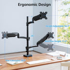 MOUNTUP Triple Monitor Mount for Max 32 Inch Screen, Each Arm Holds 4.4-17.6lbs, 3 Monitors Desk Mount, Triple Monitor Stand for Desk, Adjutable Triple Monitor Arm with Clamp/Grommet Base - Image 3