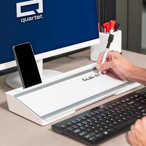 Quartet Glass Dry Erase White Board, Flip-Top Desktop Pad for Notetaking, 18" x 6" Whiteboard with Storage, Templates and Dry Erase Marker, White Surface (Q090F04-R) - Image 2