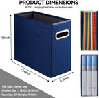 4 Pack Letter Size File Storage Box Collapsible, Fabric Hanging File Folders Organizer, Portable Office Document Holder with Metal Handle, Smooth PVC Rails, Blue - Image 2