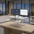 32 Inch Height Adjustable Stand Up Desk Riser, Heavy Duty Computer Workstation with Removable Keyboard Tray - Ergonomic Design for Home Office Workshop Gaming, Spacious Platform(White) by Unknown