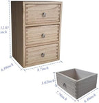 DDYURI Desktop Drawer Organizer Drawers Wooden Box Caddy Office Supplies Storage on Dresser Table 3-Tier Color-Light Brown - Image 5
