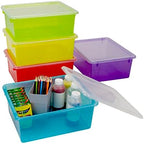 Storex Letter Size Deep Storage Tray – Organizer Bin with Non-Snap Lid for Classroom, Office and Home, Assorted Tints, 5-Pack (62550B05C) - Image 4