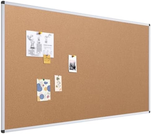 VIZ-PRO Large Cork Bulletin Board, 72 X 48 Inches, Wall-Mounted Corkboard with Silver Aluminium Frame for School, Office, and Home 6' X 4' by VIZ-PRO