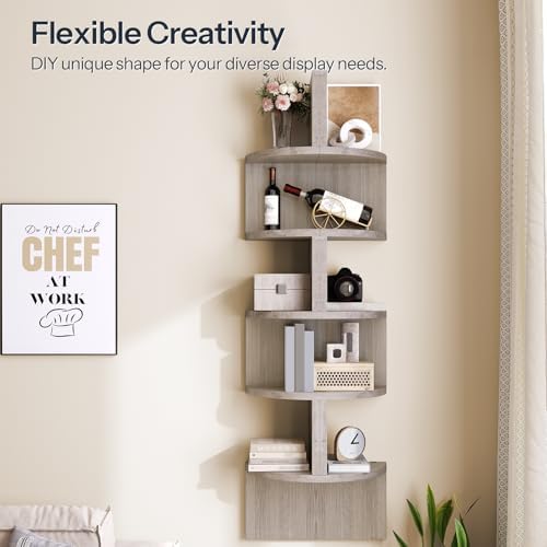 HOOBRO Corner Shelf Wall-Mounted, Set of 2 Floating Corner Shelves for Wall - Image 5