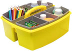 Storex Large Classroom Caddy with Cups, 13 x 11 x 6.575 Inches, Yellow, Case of 2 (00982A02C) - Image 5