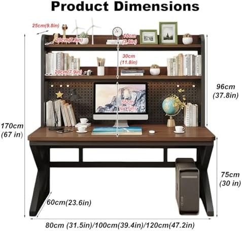 Gaming Desk with Hutch and Pegboard, RGB LED Lights & Charging Station - Image 2