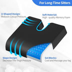 Wheelchair Cushions, 18''x16''x 3'' Gel Wheelchair Seat Cushion with Lumbar Pillow, (2-Piece Set) for Relieve Sciatica, Back, Coccyx, Pressure Sore, Pressure Relief, with Anti-Slip Cover, Strap - Image 3