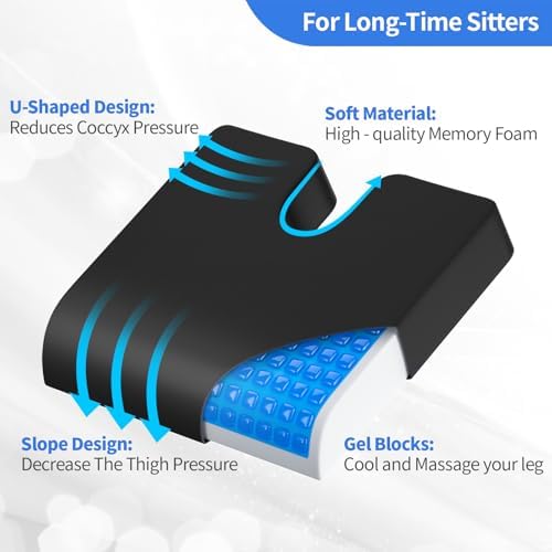Wheelchair Cushions, 18''x16''x 3'' Gel Wheelchair Seat Cushion with Lumbar Pillow, (2-Piece Set) for Relieve Sciatica, Back, Coccyx, Pressure Sore, Pressure Relief, with Anti-Slip Cover, Strap - Image 3