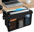 Side Desk Laptop Holder for Up to 3 Laptops, Side Desk Storage Organizer with Adjustable Divider & Soft-Lined Interior, Easy Clamp Mount Laptop Desk Holder, Fits 0.6″-3.2″ Flat Edge by Unknown