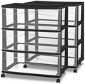 Sterilite 2 Pck Wide 3 Drawer Storage Cart Plastic Rolling Organizer, Black by Sterilite