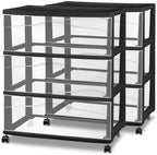 Sterilite 2 Pck Wide 3 Drawer Storage Cart Plastic Rolling Organizer, Black by Sterilite