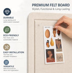72 x 48 Inch Beige Felt Bulletin Board for Wall, Frameless - Image 3