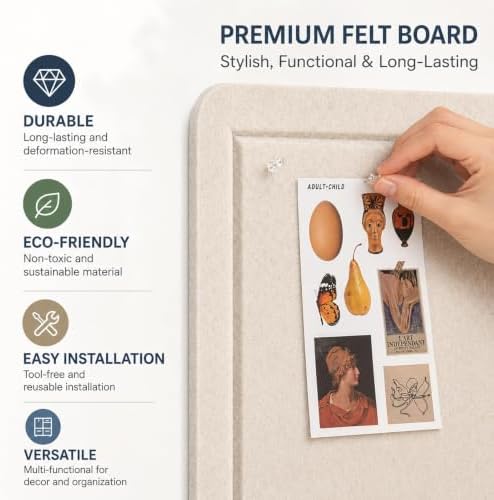 72 x 48 Inch Beige Felt Bulletin Board for Wall, Frameless - Image 3