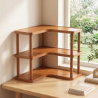 Desktop Storage Rack Three Tier Bamboo Corner Desk Organizer L Shaped Easy to Assemble for Wall - Image 6