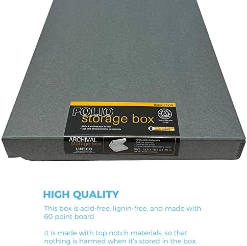 Lineco Clamshell Archival Storage Box, 13.5x19.5x1.75 Inch, Gray, Pack of 2 - Image 5