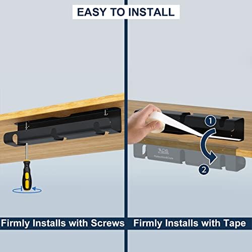 Qiyuan Under Desk Cable Management Tray, 2-Pack No-Drill 16" Cord Organizer - Image 4