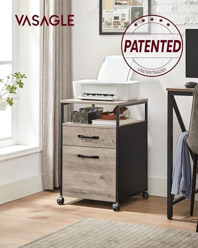 VASAGLE File Cabinet with Wheels, 2 Drawers, Open Shelf - Image 4