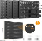 Black Peg Board, 4 Pack Metal Pegboard with Hooks, 71pcs Pegboard Kit, Pegboard Wall Organizer, Heavy Duty Peg Boards for Walls Home Office, Garage Tool Storage, Workbench, Craft Room - Image 6