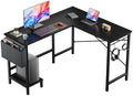 DUMOS L Shaped Computer Corner Desk with PC Stand, Black by DumosLifestyle