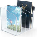 Clear Acrylic File Holder, Vertical Magazine Organizer 4-Slot for Office/Home/Classroom by VECKYJL